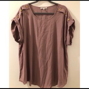 Blush colored cuffed sleeve blouse-3X